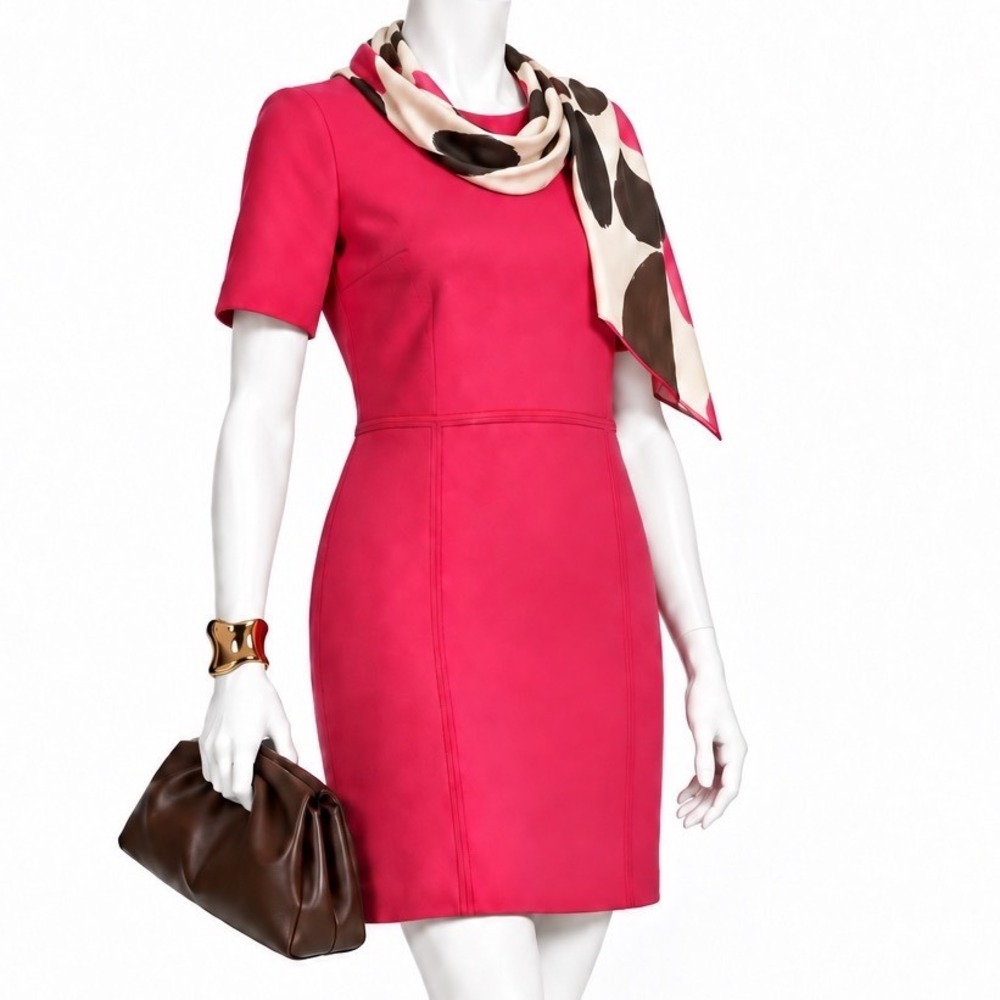 VICTORIA VICTORIA BECKHAM Pink 100% Wool + Silk-Lined Sheath Dress | Women's 8